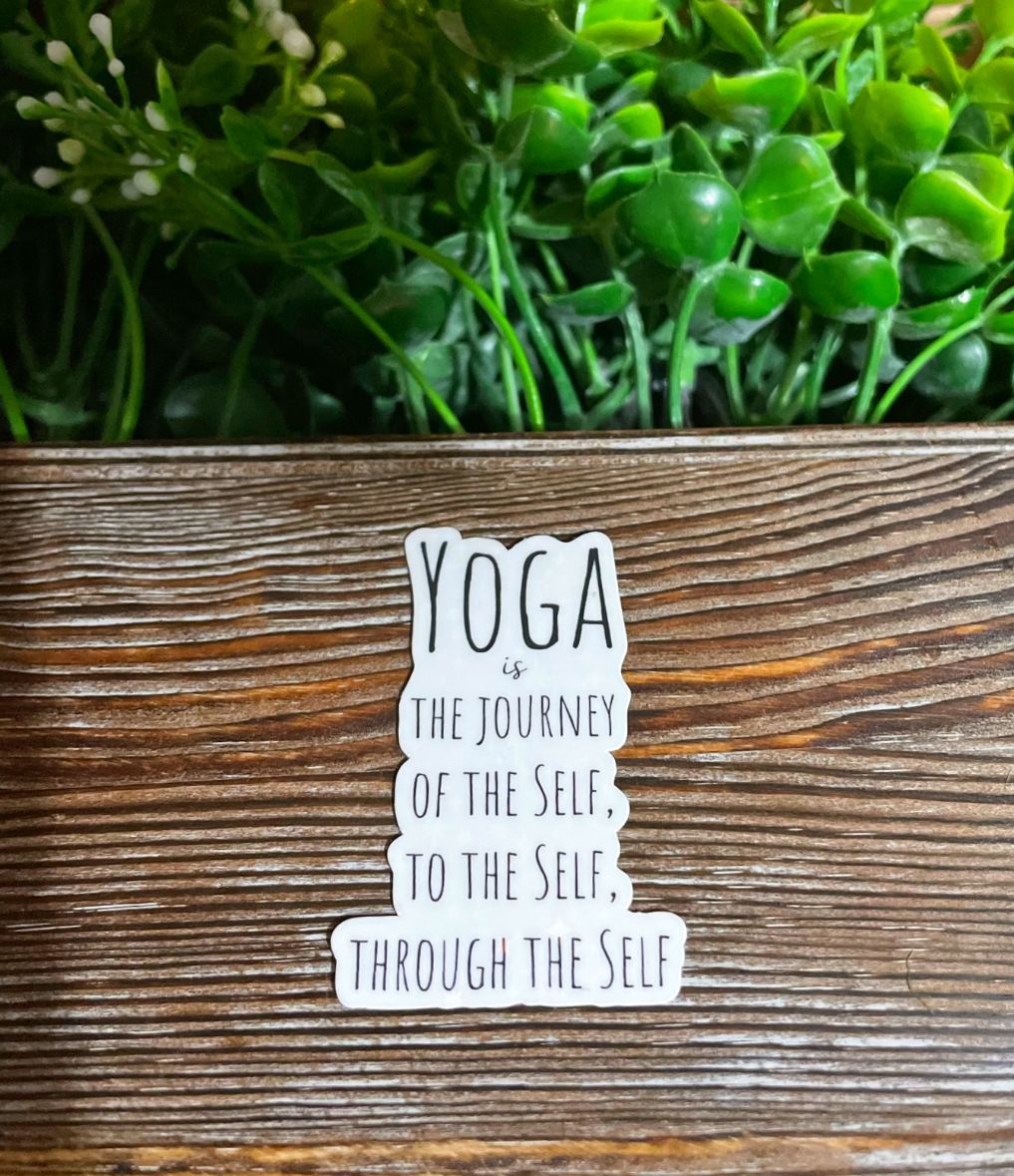 Yoga Self Journey, Die Cut Vinyl Sticker, Water Resistant, Stretching Meditation, Namaste |Sticker or Magnet