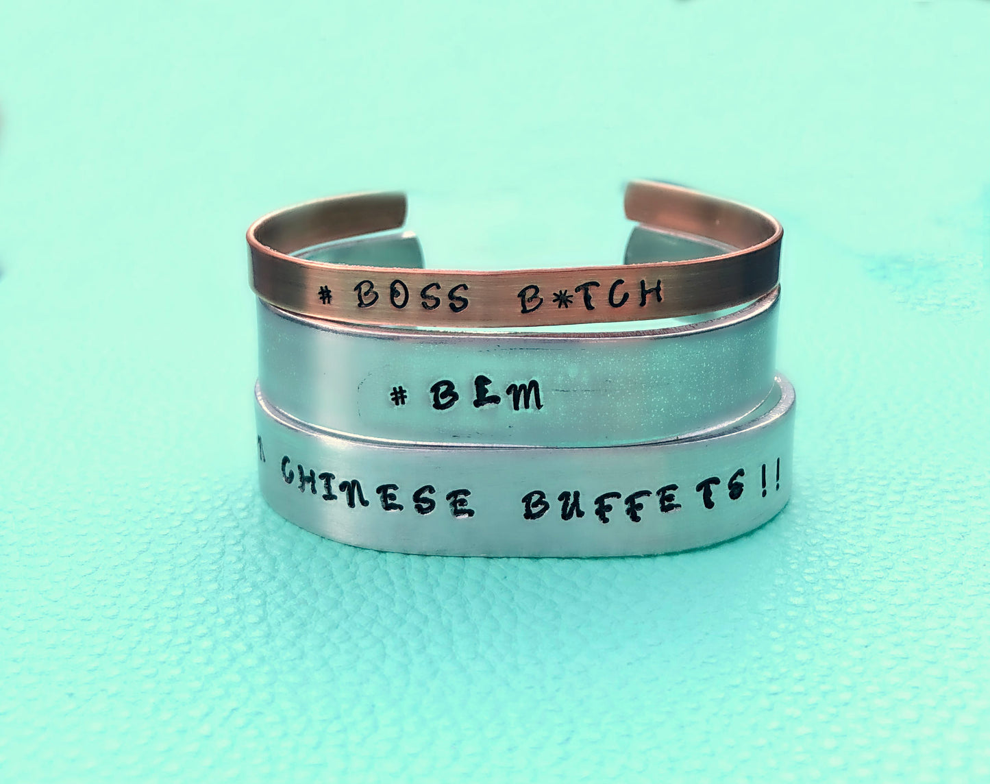 Stackable Hand Stamped Bracelet Cuffs-Handmade by Marlayna