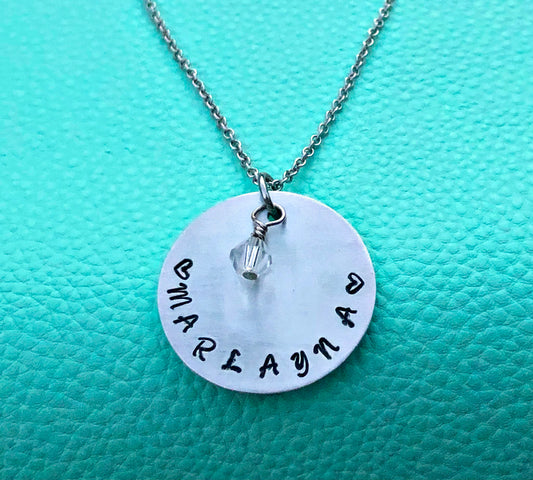 Hand Stamped Name Necklace-Handmade by Marlayna