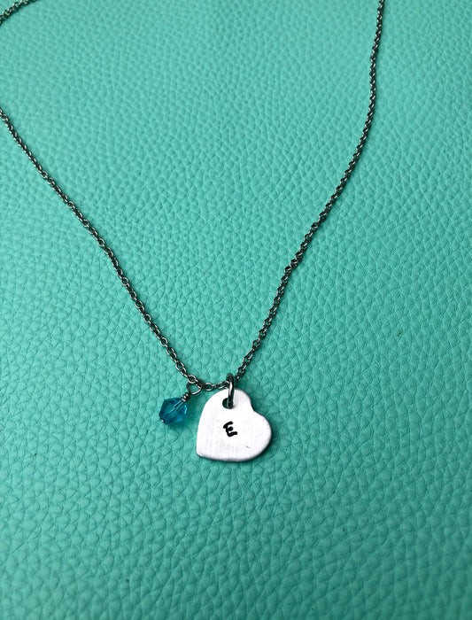 Hand Stamped Initial Necklace-Handmade by Marlayna