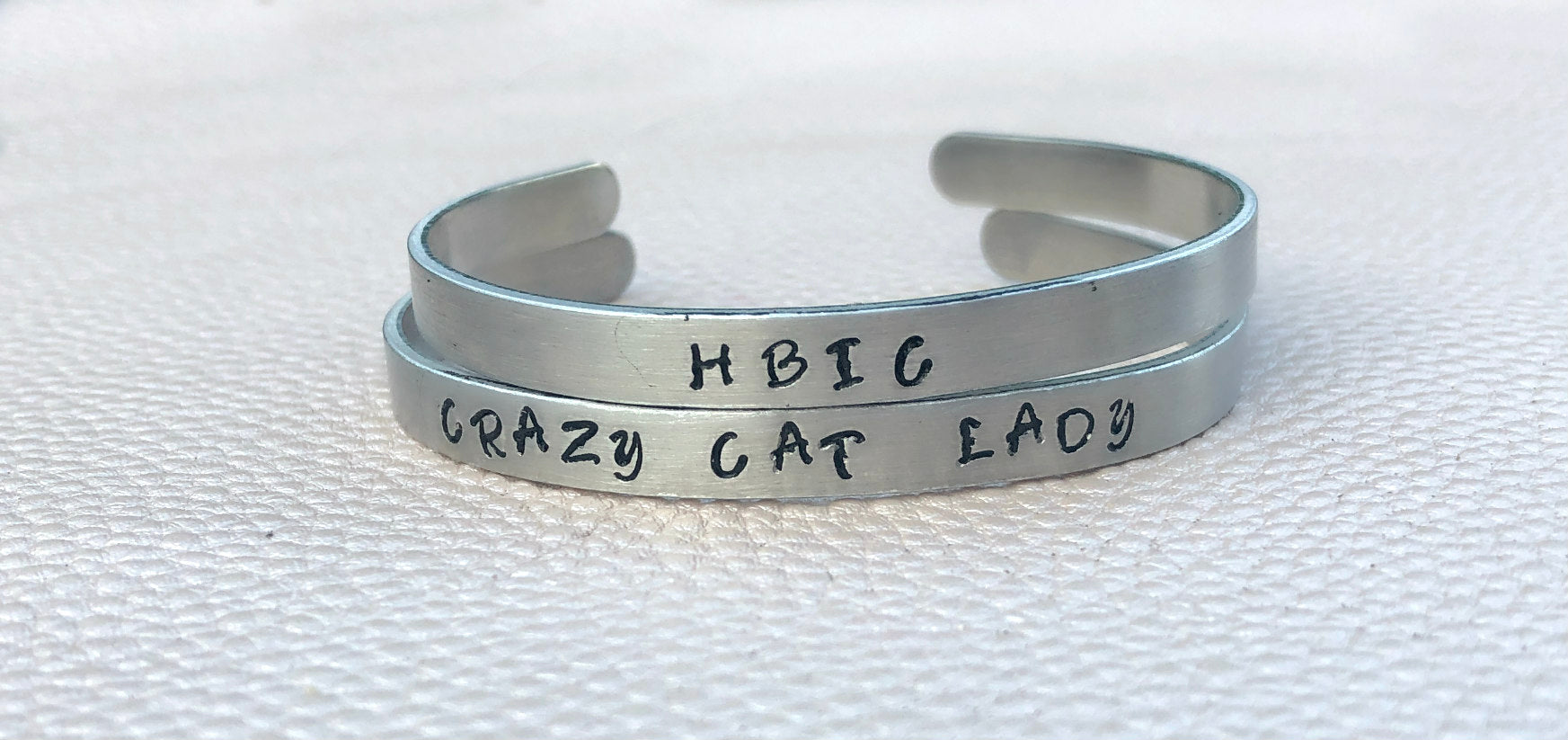 Crazy Cat Lady Hand Stamped Cuff Bracelet-Handmade by Marlayna