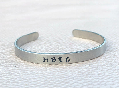 HBIC Hand Stamped Cuff Bracelet-Handmade by Marlayna