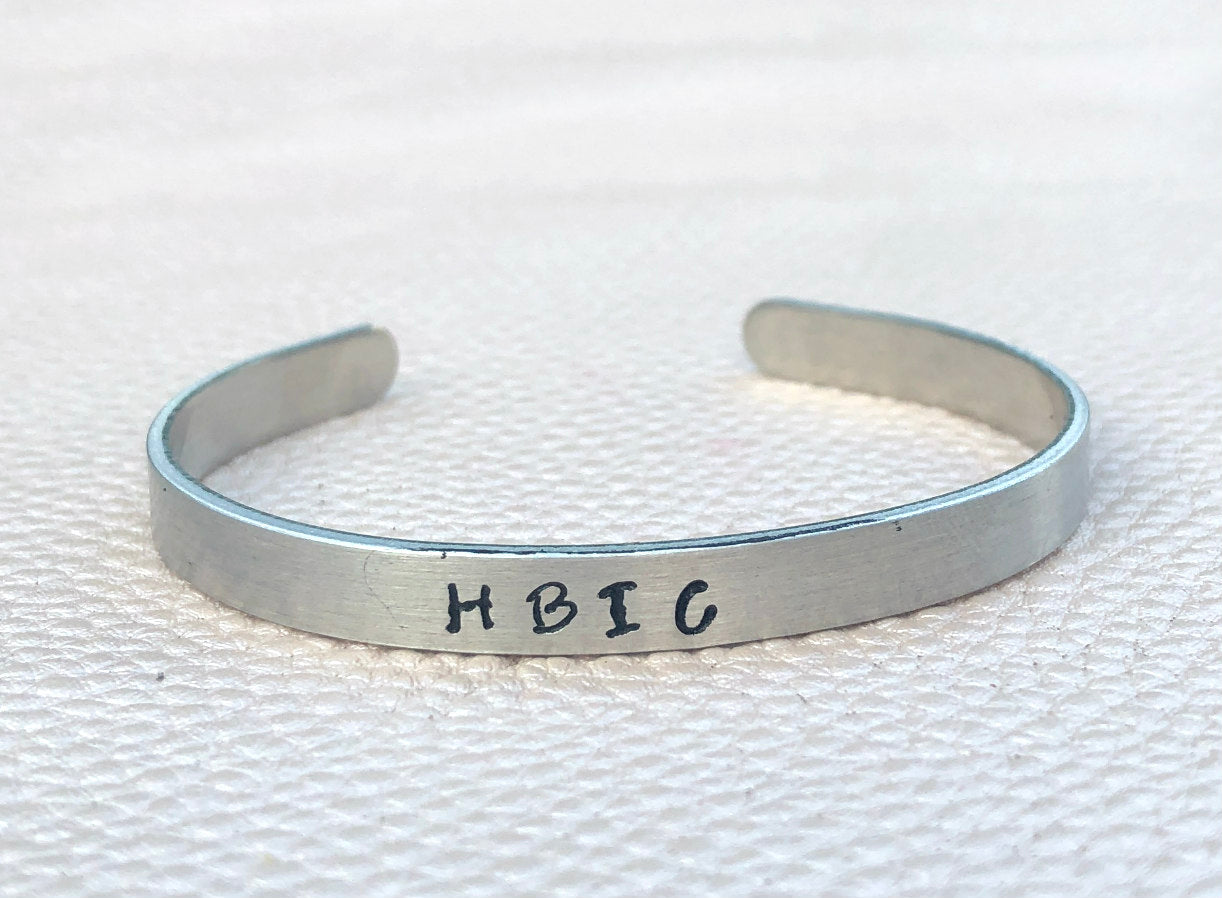 HBIC Hand Stamped Cuff Bracelet-Handmade by Marlayna