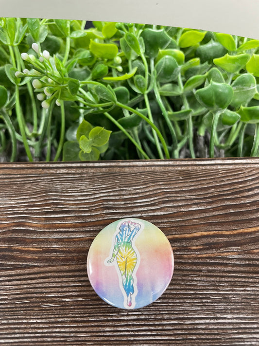 Tie Dye Sexy Woman Silhouette Graphic Art Button / Pin Refrigerator Magnet - Handmade by Marlayna