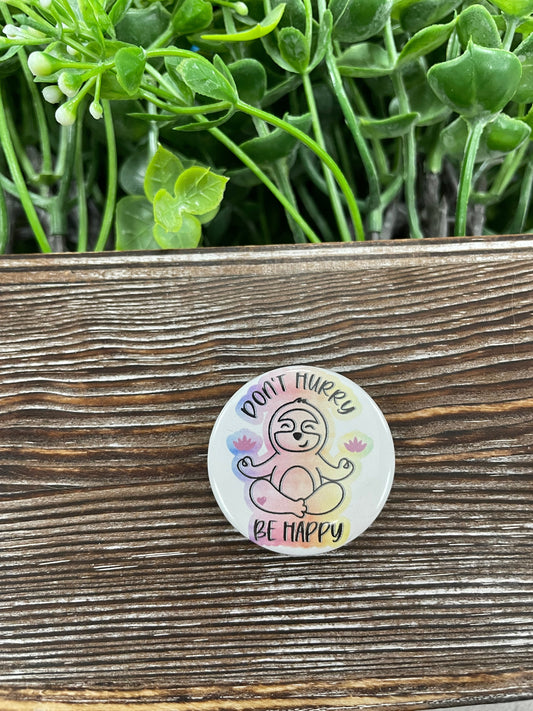 Blue and Gold Crystal Gemstone Graphic Art Button / Pin Refrigerator Magnet - Handmade by Marlayna