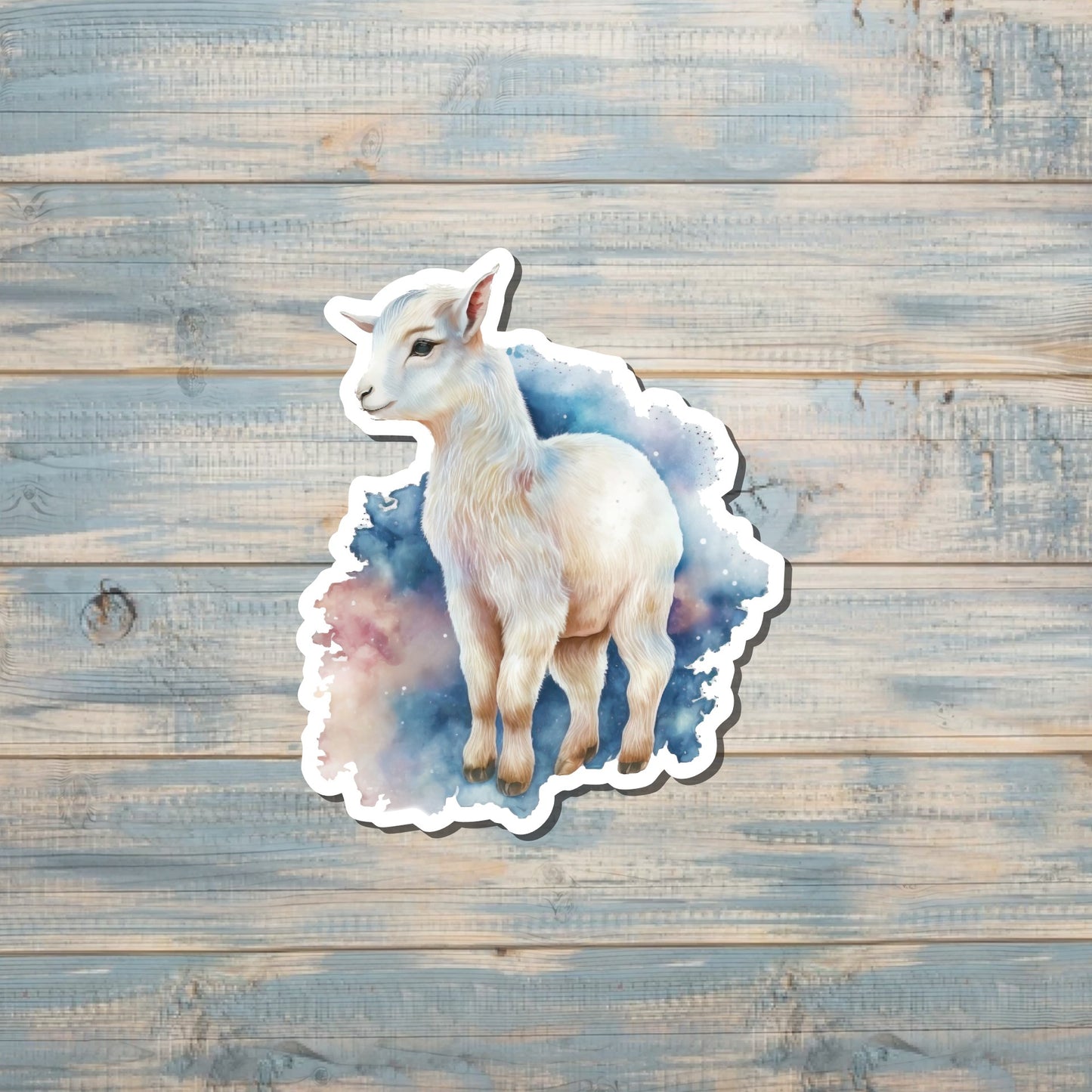 Baby Goat Watercolor, Die Cut Vinyl Sticker, Water Resistant, Farm Life, Love Animals, Barn Yard Mini |Sticker or Magnet