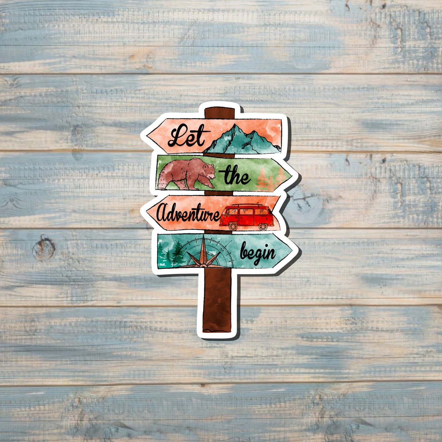 Adventure Sticker, Camping Enthusiast, Watercolor Sticker, Outdoors Woods, Water Bottle Decal, Mountain Scenery |Sticker or Magnet