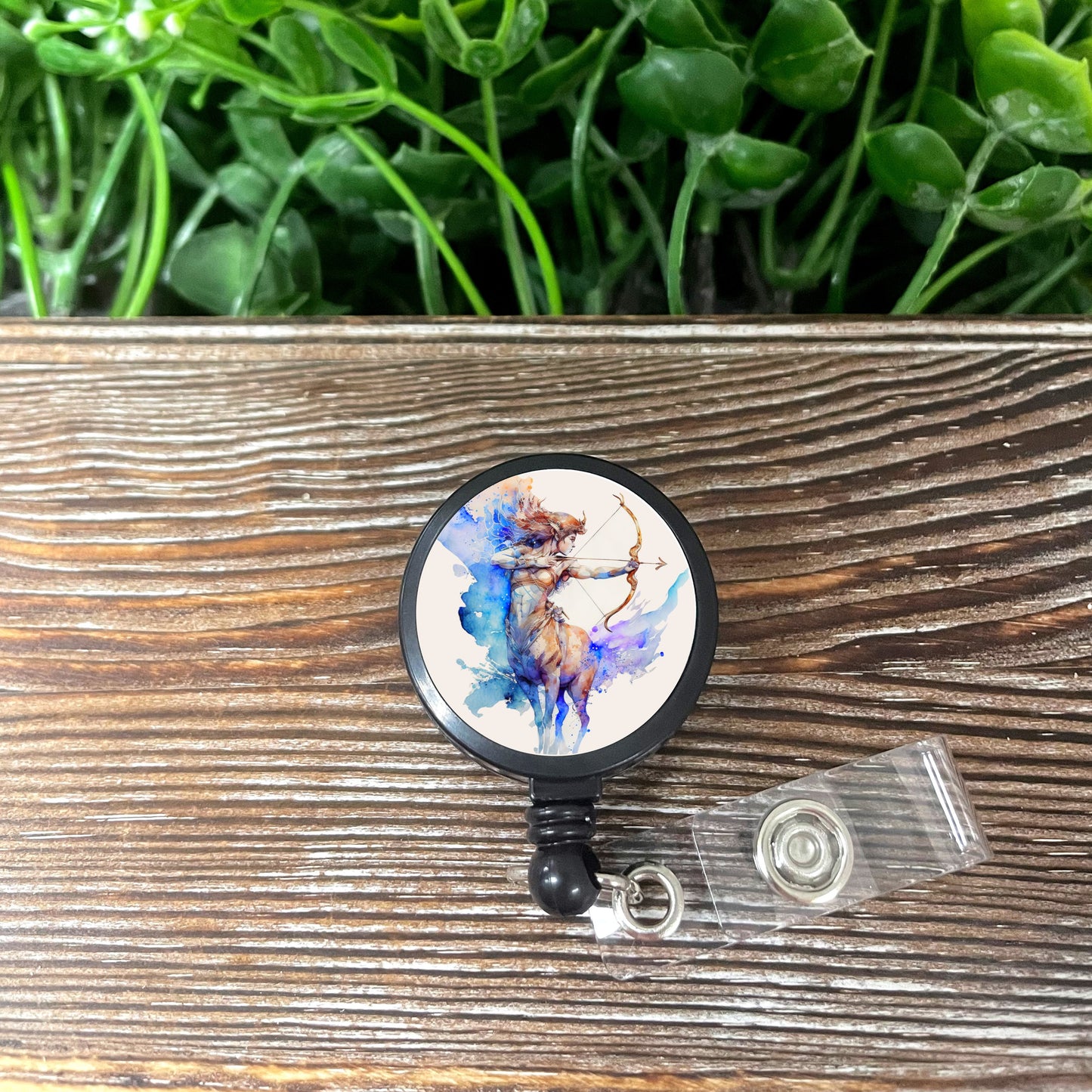 Sagittarius Zodiac Sign, Retractable Badge Reel, Boho Fun, Sublimation Lanyard Holder, Watercolor Celestial, Astrological Birthday - Handmade by Marlayna