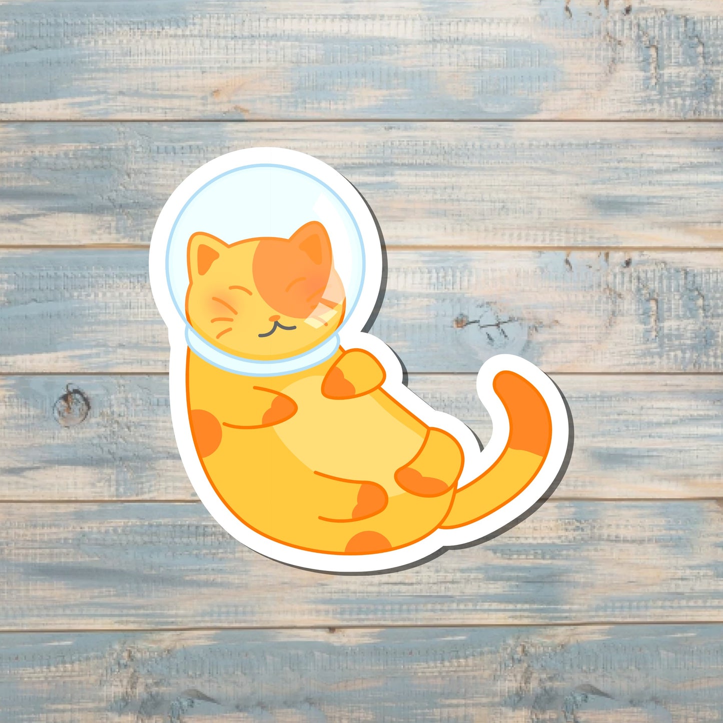 Orange Astronaut Cat Sticker |Sticker or Magnet