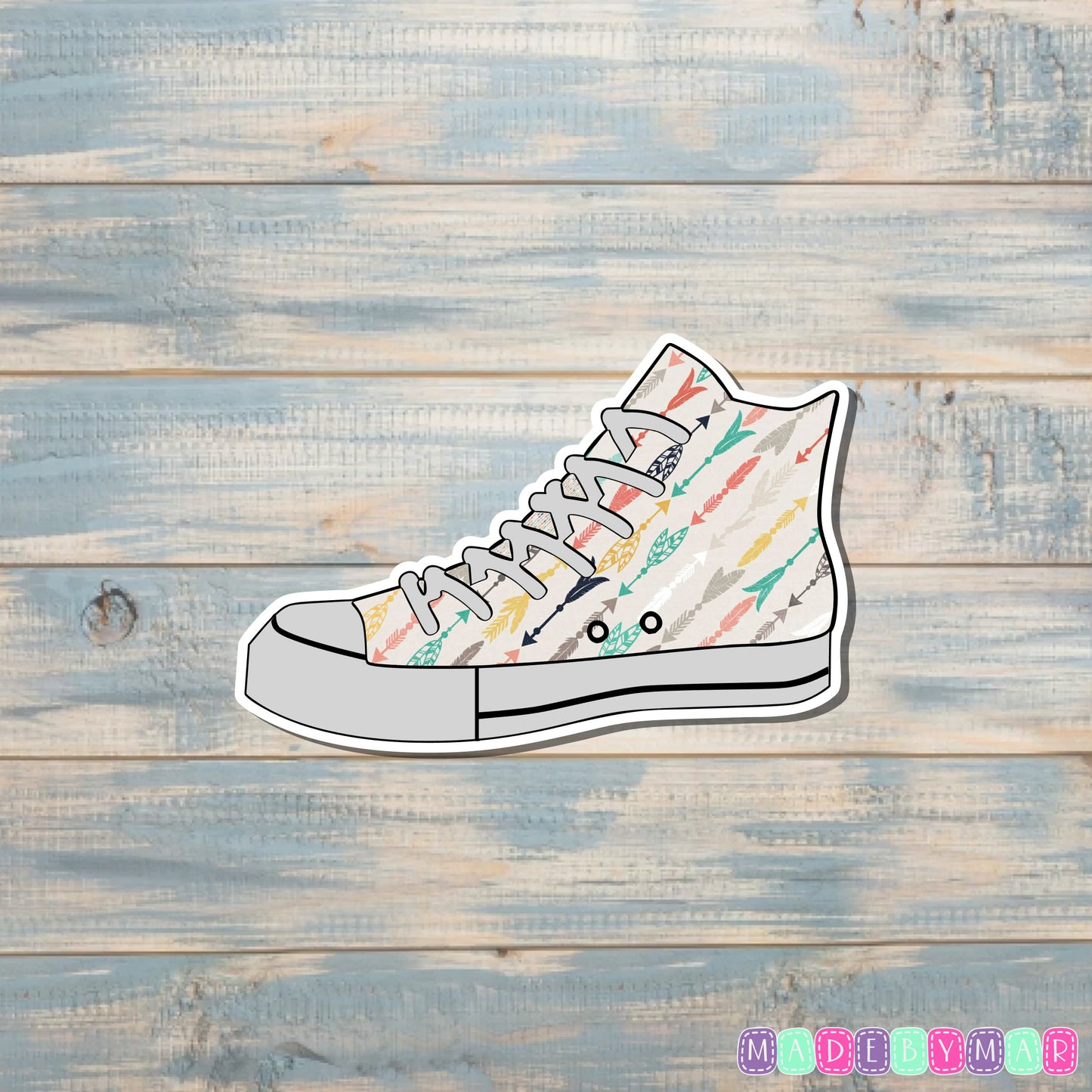 Multicolored Arrows High Top Shoes Sticker |Sticker or Magnet