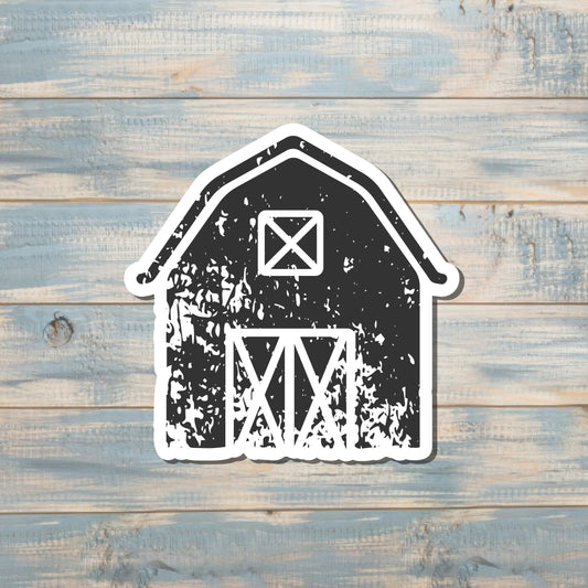 Distressed Farm Barn, Die Cut Vinyl Sticker, , Boho Fun, Water Resistant |Sticker or Magnet