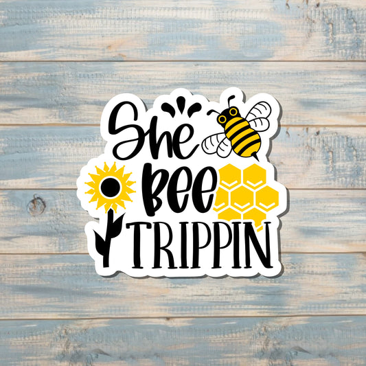 She Bee Trippin, Die Cut Vinyl Sticker, , Boho Fun, Water Resistant |Sticker or Magnet