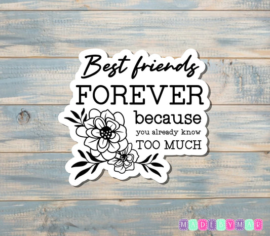 Best Friends Forever Because You Already Know Too Much Sticker |Sticker or Magnet