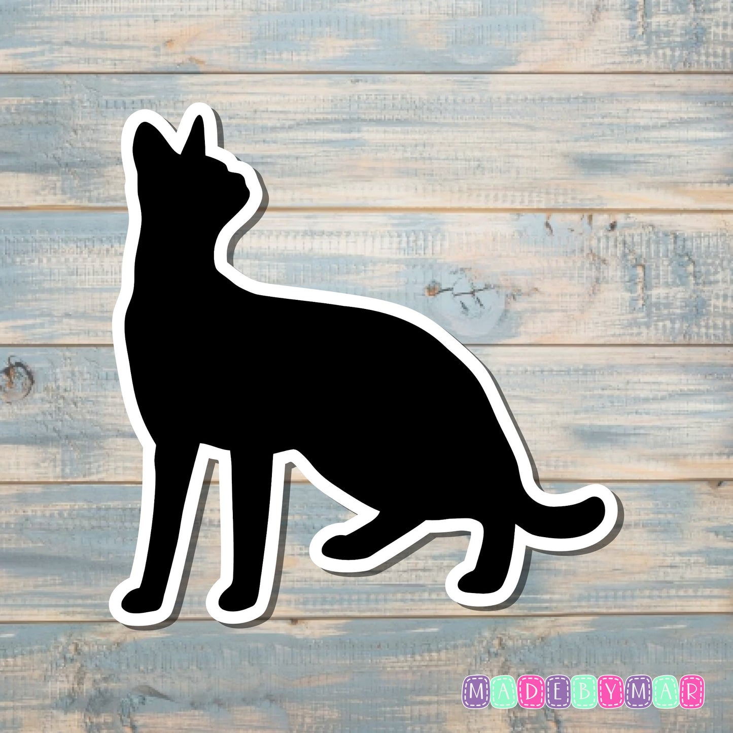 Black Cat Silhouette | Sticker or Magnet | Cat Mom