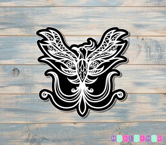 White Phoenix Rising Sticker |Sticker or Magnet