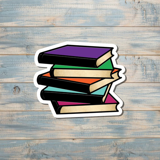 Book Stack Sticker, Love Reading, Die Cut Sticker, Graphic Art Sticker,  Vinyl Decal |Sticker or Magnet