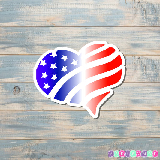 American Flag Heart Sticker |Sticker or Magnet