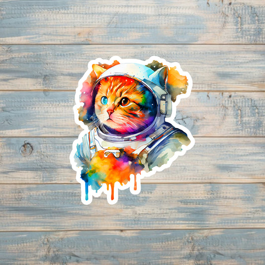 Trippy Astronaut Cat | Sticker or Magnet | Cat Mom