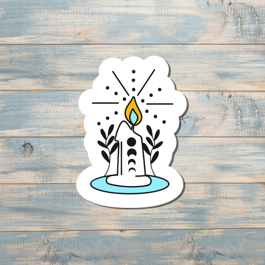 Mystical Candle Sticker, Die Cut Vinyl Sticker, , Boho Fun, Water Resistant |Sticker or Magnet