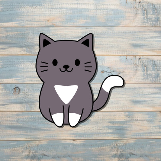 Cute Gray Cat Sticker |Sticker or Magnet