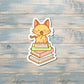 Mischievous Cat on Books, Die Cut Vinyl Sticker, , Boho Fun, Water Resistant |Sticker or Magnet