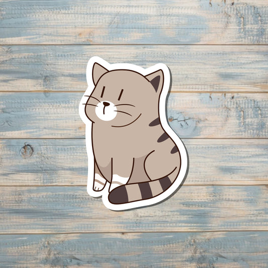 Gray Kitty Cat, Die Cut Sticker, Graphic Art Vinyl, , Boho Fun |Sticker or Magnet