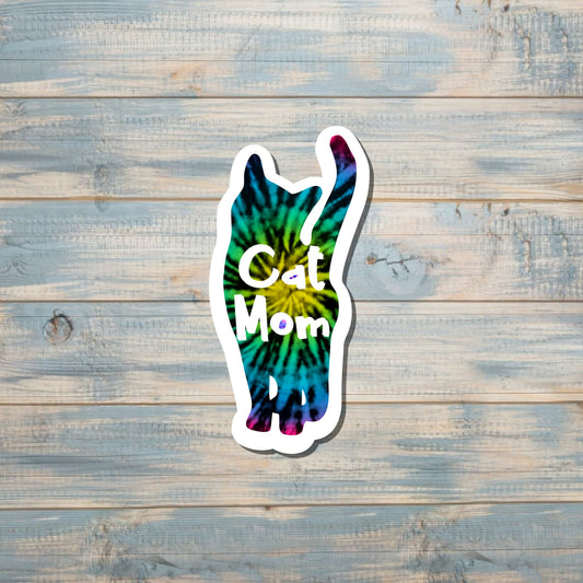 Tie Dye Cat Mom | Sticker or Magnet | Cat Mom