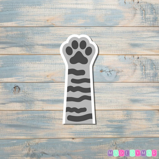 Grey Stripes Cat Paw Sticker |Sticker or Magnet