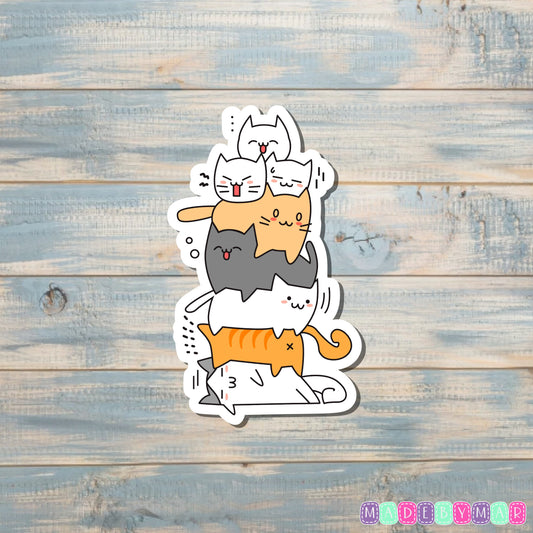 Stack of Cats | Sticker or Magnet | Cat Mom