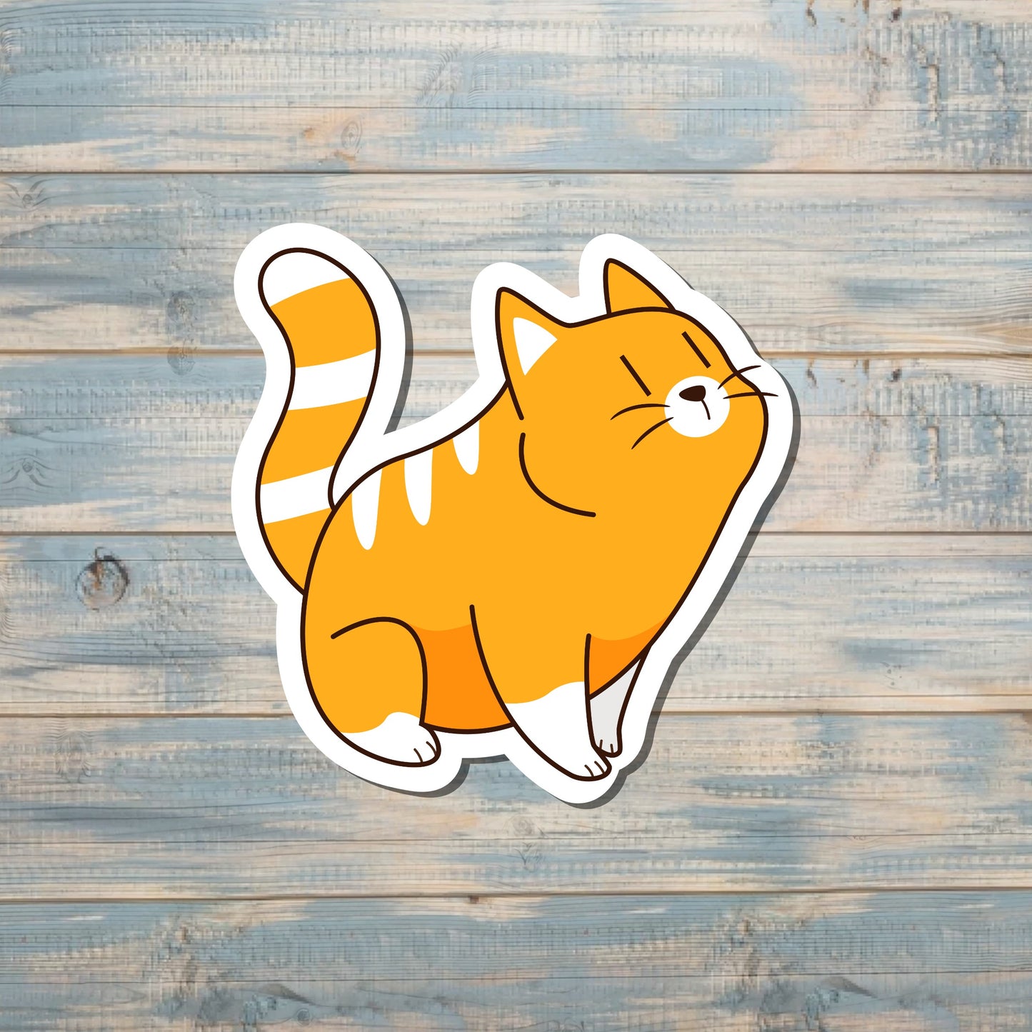 Orange and White Cat, Die Cut Sticker, Graphic Art Vinyl, , Boho Fun |Sticker or Magnet