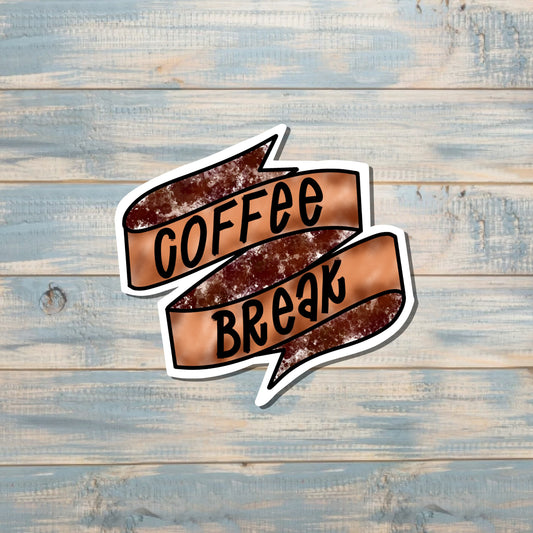 Coffee Break, Die Cut Sticker, Graphic Art Vinyl, , Boho Fun |Sticker or Magnet