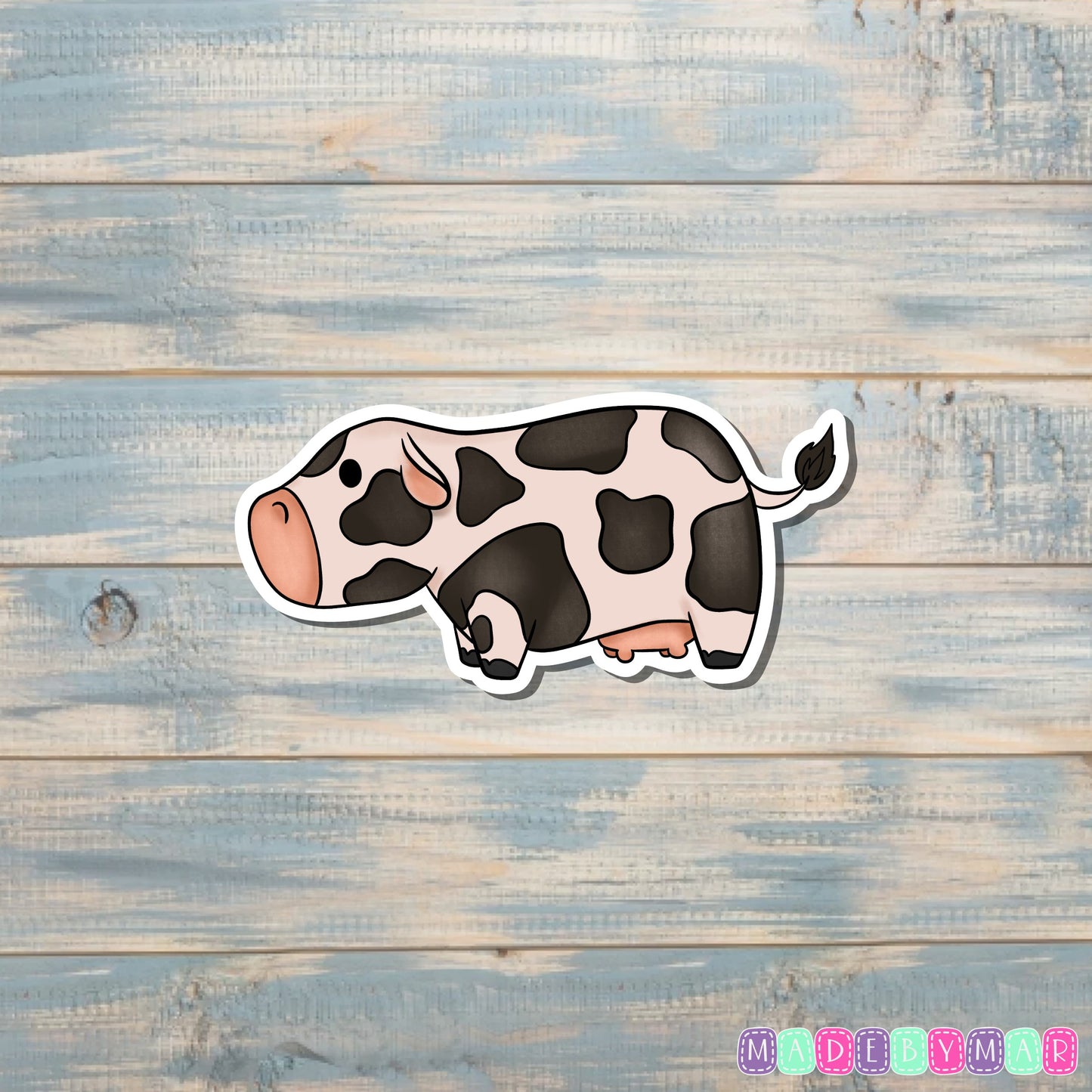 Black and White Milking Cow Sticker |Sticker or Magnet