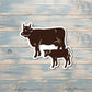 Cow and Calf Farm Sticker, Die Cut Vinyl Sticker, , Boho Fun, Water Resistant |Sticker or Magnet