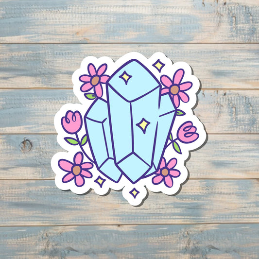 Cute Crystals an Flowers, Die Cut Sticker, Graphic Art Sticker, Vinyl, , Inspire Motivate |Sticker or Magnet