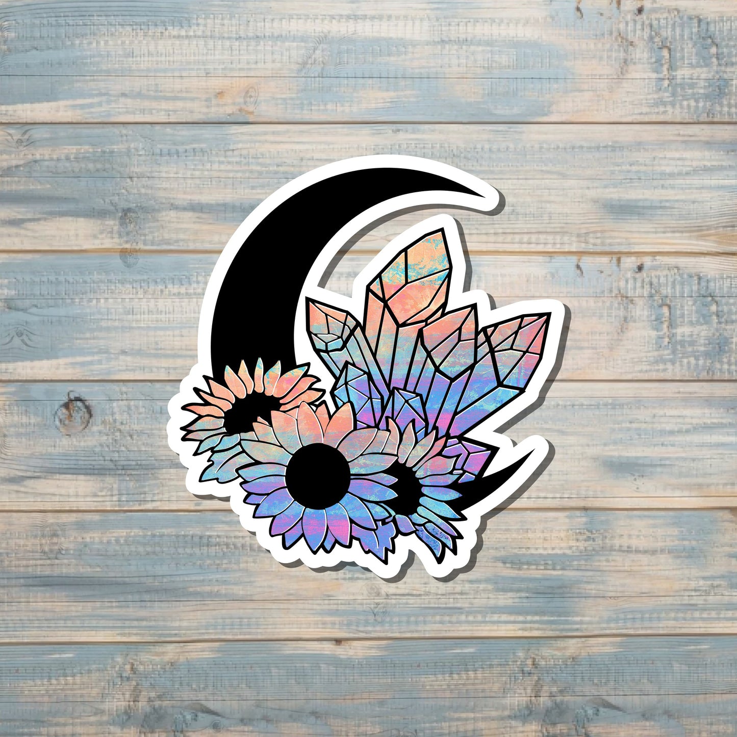 Watercolor Crescent Moon Sticker, Graphic Art Sticker, Vinyl, Boho Hippie |Sticker or Magnet