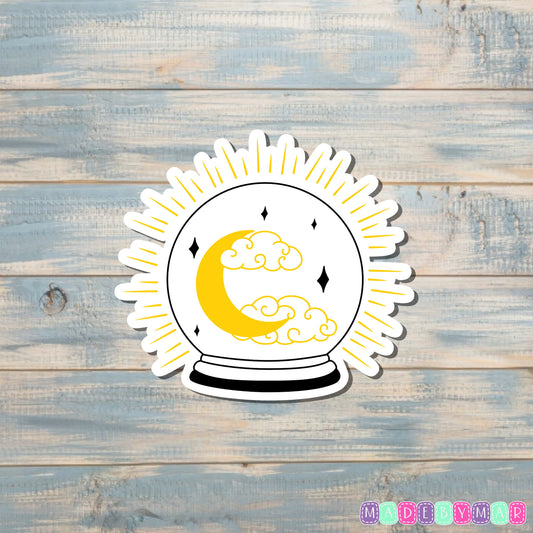 Crystal Ball w/ Moon and Clouds Sticker |Sticker or Magnet