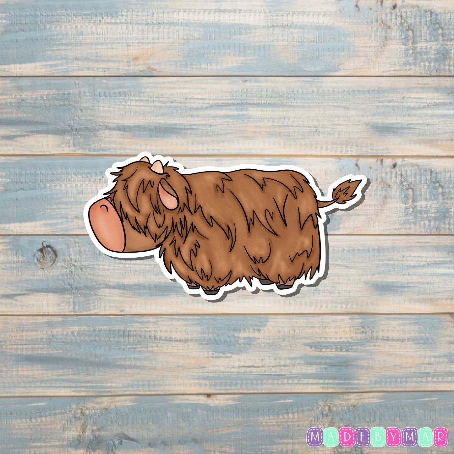 Scottish Highland Cow Sticker, Long Fur |Sticker or Magnet