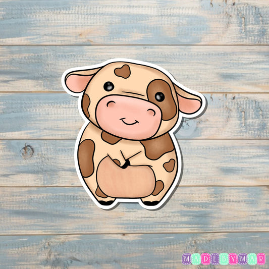 Brown and White Dairy Cow Sticker |Sticker or Magnet