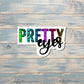 Pretty Eyes Bold Colors, Die Cut Vinyl Sticker, , Boho Fun, Water Resistant, Green Blue Pink Yellow |Sticker or Magnet