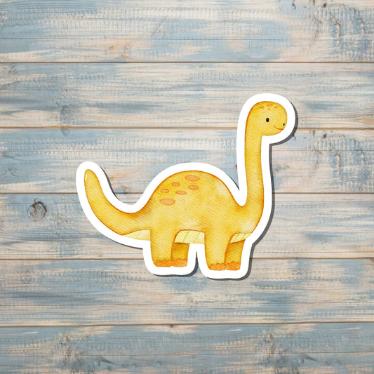 Watercolor Yellow Dinosaur, Die Cut Sticker, Long Neck Dino,  Graphic Art Sticker, Vinyl, |Sticker or Magnet