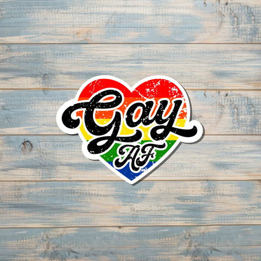 Rainbow Heart Sticker, LGBT Sticker, Pride Month, Human Rights Equality, Gay AF Ally, LGBTQ, Laptop Decal, Tumbler Sticker |Sticker or Magnet