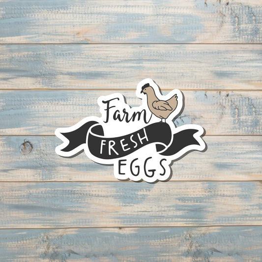 Farm Fresh Eggs Chicken, Die Cut Vinyl Sticker, , Boho Fun, Water Resistant, 90s Nostalgia |Sticker or Magnet