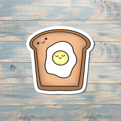 Kawaii Toast and Egg, Die Cut Sticker, Graphic Art Sticker, Vinyl, , Inspire Motivate |Sticker or Magnet