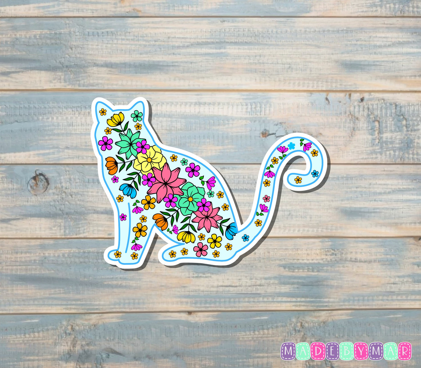 Floral Cat | Sticker or Magnet | Cat Mom