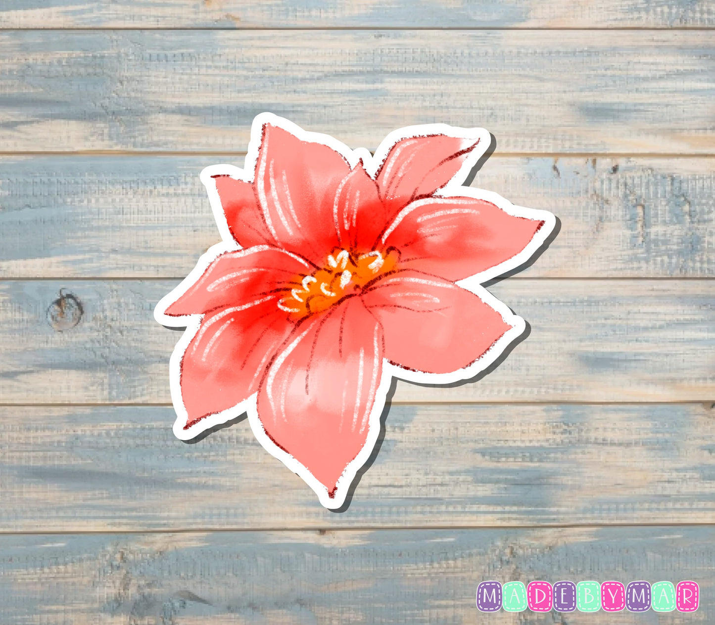 Pink Flower Watercolor |Sticker or Magnet