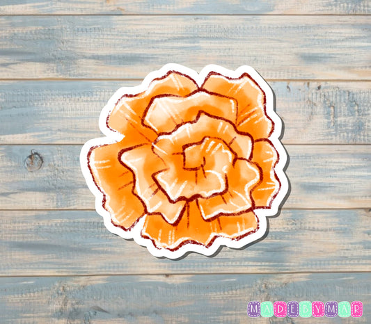 Orange Watercolor Flower |Sticker or Magnet