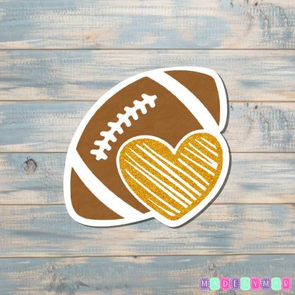 Football and Heart Sticker |Sticker or Magnet