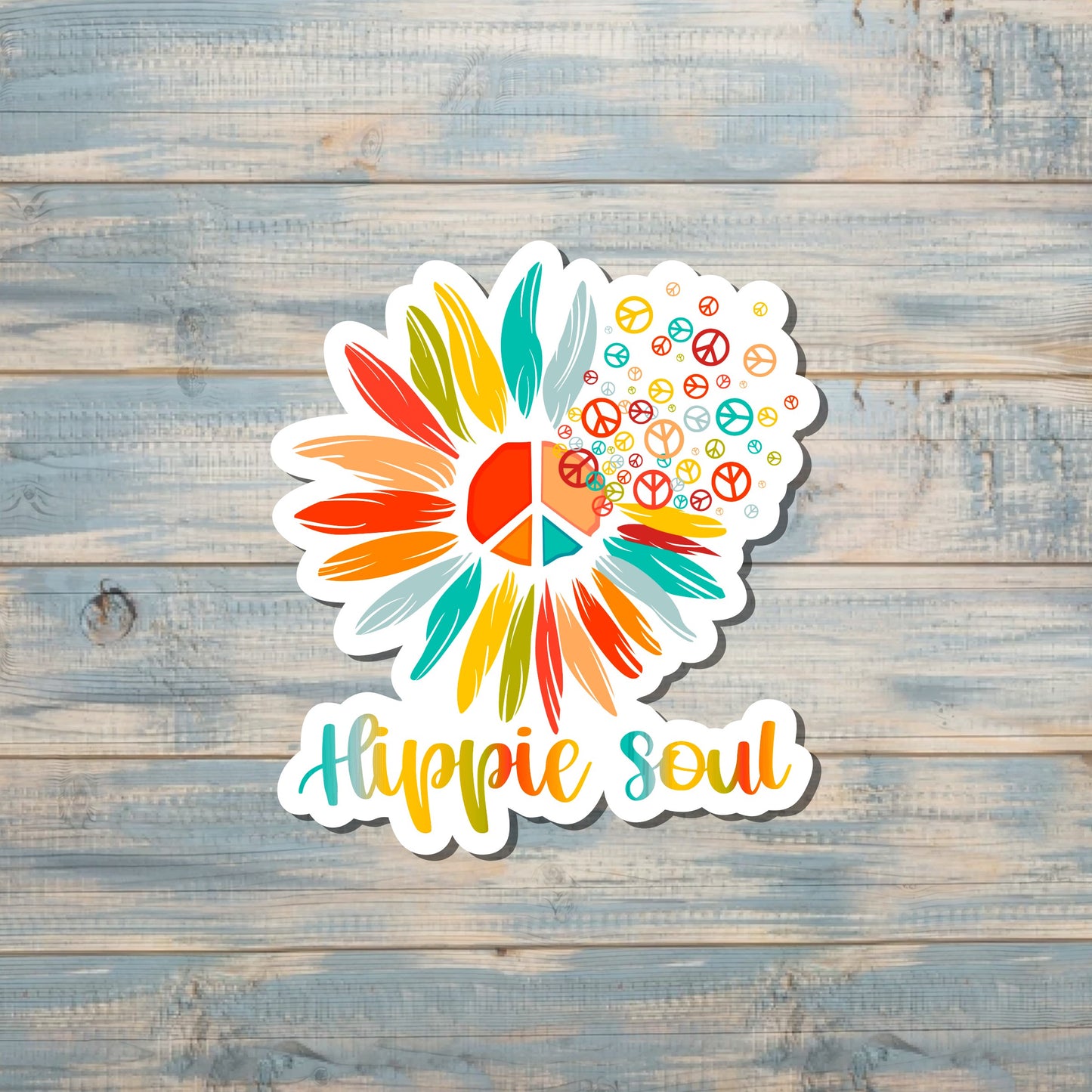 Hippie Sticker, Laptop Sticker, Flowers Peace Sign Decal, Bohemian Chic Style, Flower Power Sticker |Sticker or Magnet