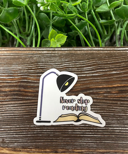 Never Stop Reading Sticker, Graphic Art Sticker |Sticker or Magnet