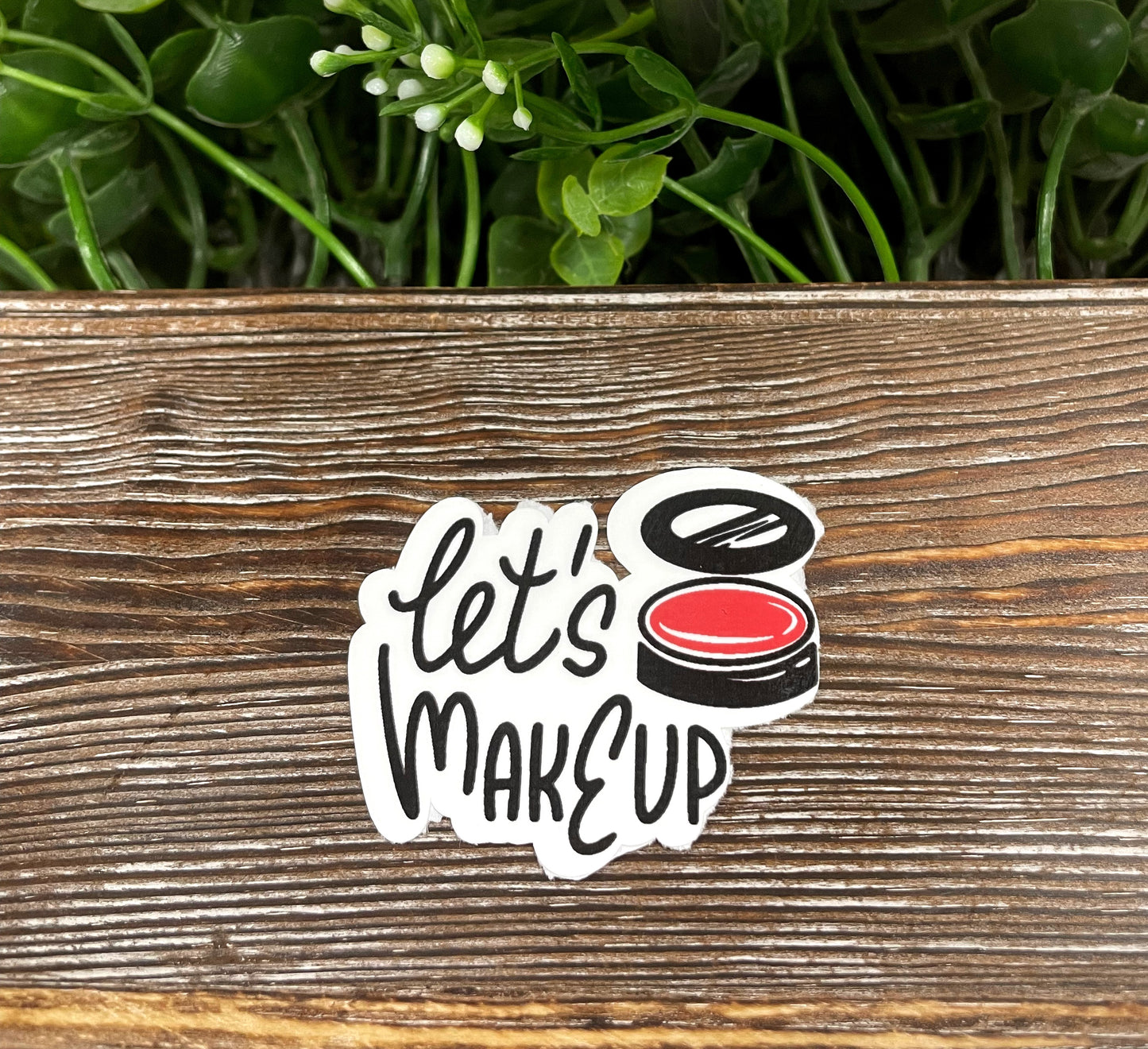 Lets Makeup, Beauty Compact Sticker, Graphic Art Sticker,  Vinyl Decal |Sticker or Magnet